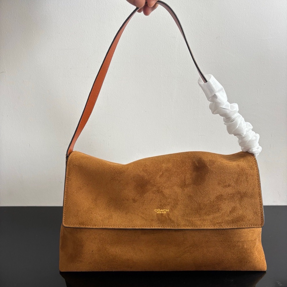 Coach Brown Suede Shoulder Bag - Picture 2 of 8